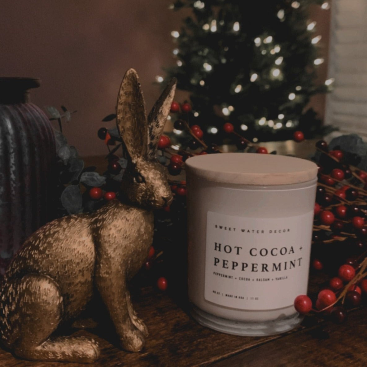 Hot Cocoa Peppermint Candle