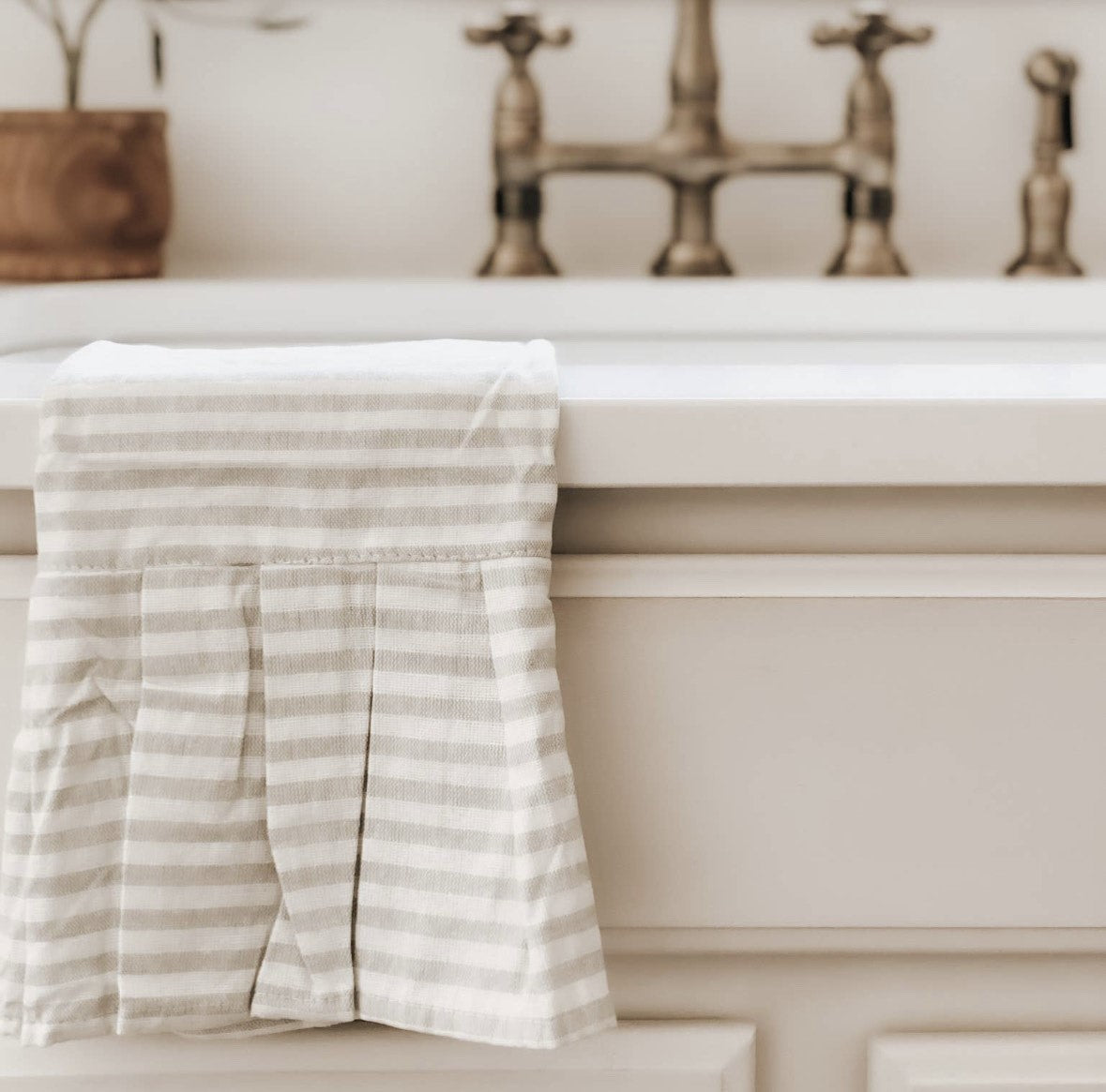 Stripped Ruffle Tea Towel